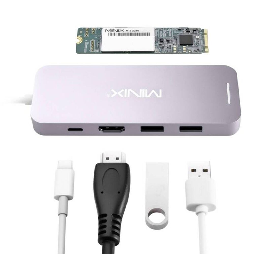 Minix NEO-S2GR USB-C -moniporttisovitin, mukana toimitettu 240 Gt: n SSD- asema, HDMI, C-tyypin USB, 2 x 