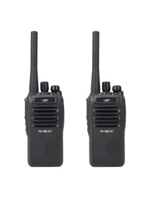 Kahden kannettavan radioaseman sarja PNI PMR R17 446 MHz, 0,5 W, 16 PMR-kanavaa ja 50 CTCSS- ja 104 DCS-ääntä, ohjelmoitava, Li-Ion