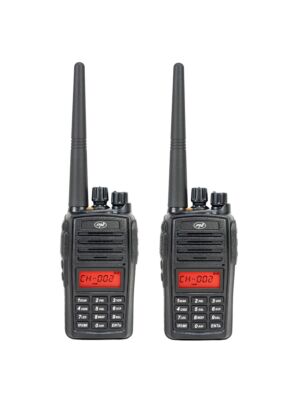 Kahden kannettavan radioaseman sarja PNI PMR R18, 446MHz, 0,5W, 128 kanavaa, 16 PMR ja 50 CTCSS ja 104 DCS-ääntä, FM-radio, prog