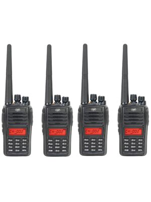 Sarja 4 kannettavaa radioasemaa PNI PMR R18, 446 MHz, 0,5 W, 128 kanavaa, 16 PMR ja 50 CTCSS ja 104 DCS-ääntä, FM-radio, prog