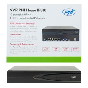 NVR POE PNI House IP810 10 kanavalla 4K 8MP