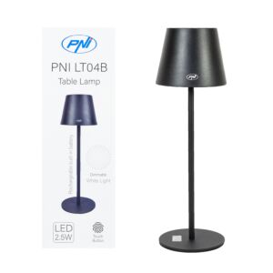 Pöytävalaisin PNI LTB04 2,5W, akulla, USB-lataus, musta väri